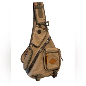 Augur Strauss & Co Stylish Tan Canvas Sling Bag